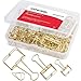 18 Pcs Gold Wire Binder Clips and 20 Pcs Cute Paper Clips Set Assorted Sizes, 2 Big 6 Medium 10 Small Smooth Steel Hollow Office Clamp Clips