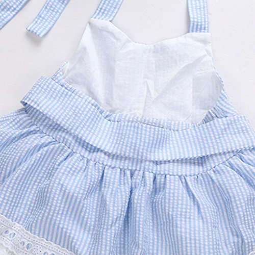 AMA(TM) Newborn Infant Baby Girls Summer Bowknot T-Shirt +Shorts +Headband Outfits Clothes Set (6-12M, Light Blue)