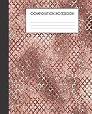 Composition Notebook: Faux Luxury Rose Gold Metallic Glam College Ruled Notebook Lined School Journal
