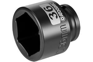 ATOOLMIC 1/2"Square Drive x 36 mm Shallow Impact Socket,Metric Socket,6 Point CR-MO for Easy Removal of Axle Nut (36mm)