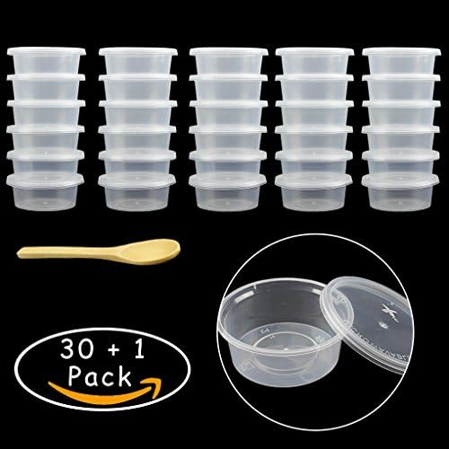 vorey 30 Pack Slime Storage Containers, Foam Ball Storage Containers with Lids for Slime,Foam Balls,Buttons,Pins etc, Include 1 Pcs Wood Spoon