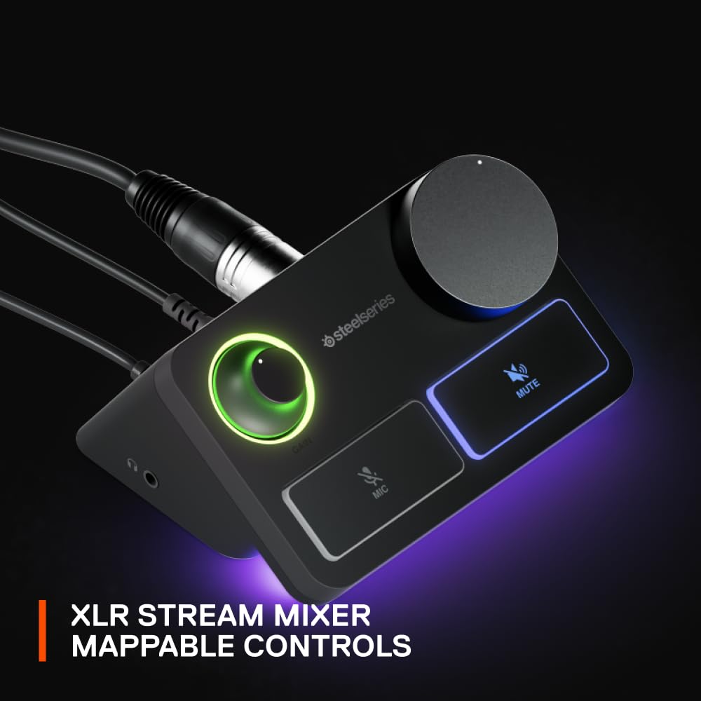 SteelSeries Alias Pro Kit — XLR Mic + Stream Mixer — 3x Bigger Capsule for Gaming, Streaming and Podcasting — USB/XLR Interface — Free Sonar Audio Software — Custom Controls — RGB — Single or Dual PC