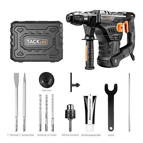 TACKLIFE 11/4 Inch SDSPlus 12.3 Amp Rotary Hammer Drill, 7Joules Impact Energy, 4350BPM
