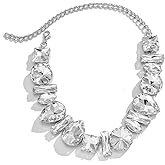 Sither Large Crystal Pendant Choker Necklace for Women Silver Statement Rhinestone Necklace Punk Jewelry for Halloween Christmas Gift
