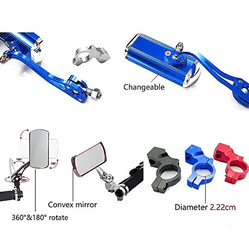 Youzpin 2Pcs Adjustable 360 Dgree Rotating Mountain Road Bike Safty Rear View Mirror, Flexibility Bicycle Handlebar Rearview Mirror Cycling Wide Angle Handlebar End Rear Back View Aluminum - Thumbnail 5