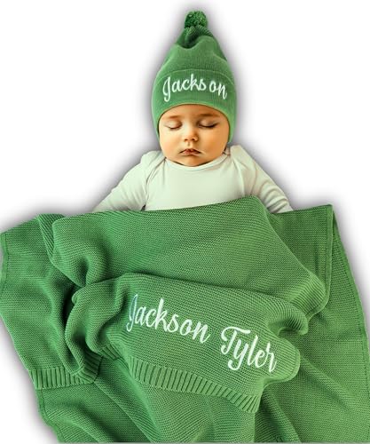 patique Personalized Baby Blanket, 100% Organic Certified Cotton, Customized Swaddle Blanket with Name, Receiving Blankets for Boys and Girls, Perfect Custom Gifts for Newborns, Kids and Baby Showers