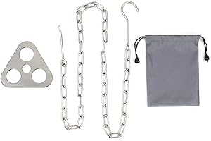 Stainless Steel Hanging Hook for Pot Kettle with Adjustable Chain, Portable Durable Camping Cooking Accessory for Campfire Ba