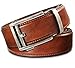 Men's Leather Ratchet Click Belt - Hemingway Antique Silver Buckle w/ Saddle Tan Leather Belt (Trim to Fit: Up to 45'' Waist)