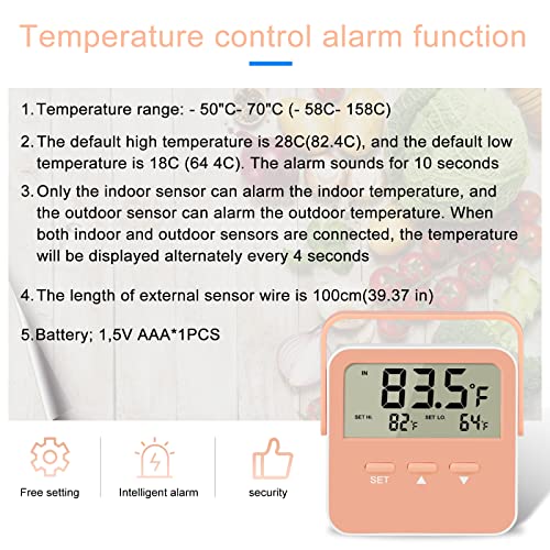 Freezer Alarm 2 Pack Digital Refrigerator Thermometer Alarm Freezer