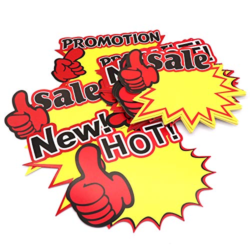Omitfu Big 9.8 Inch x 7.5 Inch Price Tag Starburst Retail Sales Sign Tags Blank 40 Pcs Cards