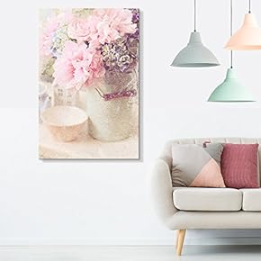 Canvas Wall Art - Vintage Style Pink Flowers in Vase - Giclee Print Gallery Wrap Modern Home Art Ready to Hang - 12x18 inches