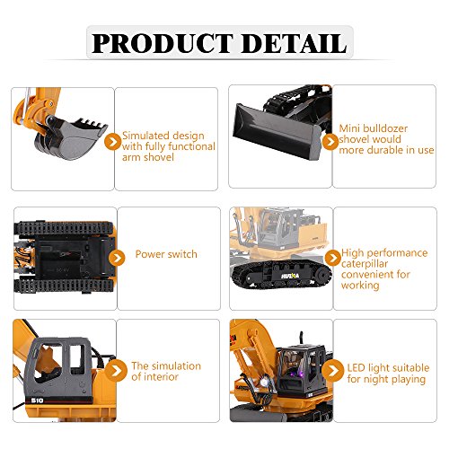 Goolsky 2.4GHz 11 Channel Crawler Full-Function RC Excavator, Radio Remote Control Construction Truck Heavy Machinery Toys