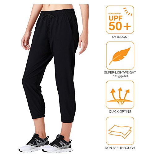 NAVISKIN Women's Lightweight Joggers Capri Pants Quick Dry Workout