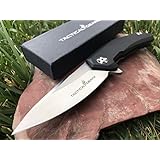 TG Crypto S, G10 EDC Flipper Knife w/Sheath! Solid G10 Handle! Ball Bearing Pivot System, 9Cr18MoV Stainless Steel Blade!