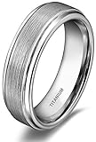 6mm Men's Brush Titanium Ring Flat Comfort Fit Wedding Bands