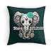 Kenneth Case-Pillowcase Teal Blue Day of the Dead Sugar Skull Baby Elephant Decorative Pillowcases 18X18 Inch(One Side)