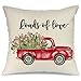 AENEY Valentines Pillow Cover 18x18 for Couch Red Truck Rose Hot Love Flower Happy Valentine's Day Decorations Throw Pillow Home Decor Pillowcase Faux Linen Cushion Case Sofa A181
