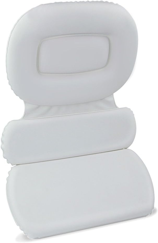 QJIAXING Bathtub Pillow PU Sponge Tri Fold Waterproof Sucker Bathroom Cushion Bath Headrest,White,55 * 38Cm
