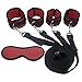 feifanmall Sleep Eye Mask Blindfold with Under The Bed System Strap Kit with Satin Eye Mask, Fur Lined Adjustable Arm Leg Restraint Cuffs, Hand Wrist Ankle Cuffs, Handcuffs