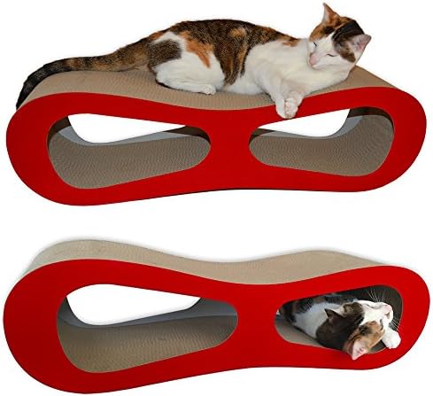 Premium Cat Scratcher Lounge Bed - Red Velvet