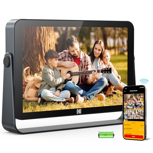 KODAK 10,1 Zoll WiFi Digitaler Bilderrahmen, 4000mAh Akku, 1920x1200 G+G IPS Touchscreen Smart Digitaler Fotorahmen, Integrierter 32 GB Speicher, Auto
