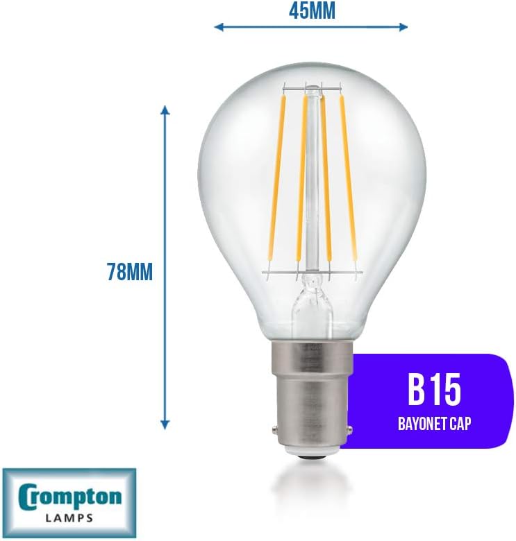 Crompton LED Dimmable Filament Golf Ball Light Bulb Clear 5W B15 SBC 2700K Warm - Image 4
