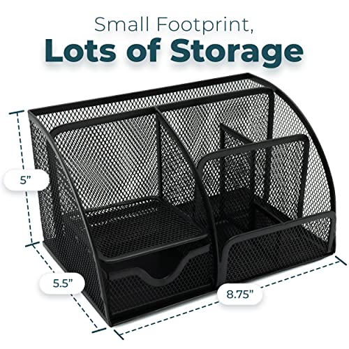 Greenco Mesh Desk Organizer Office Supplies Caddy, 6 Compartments