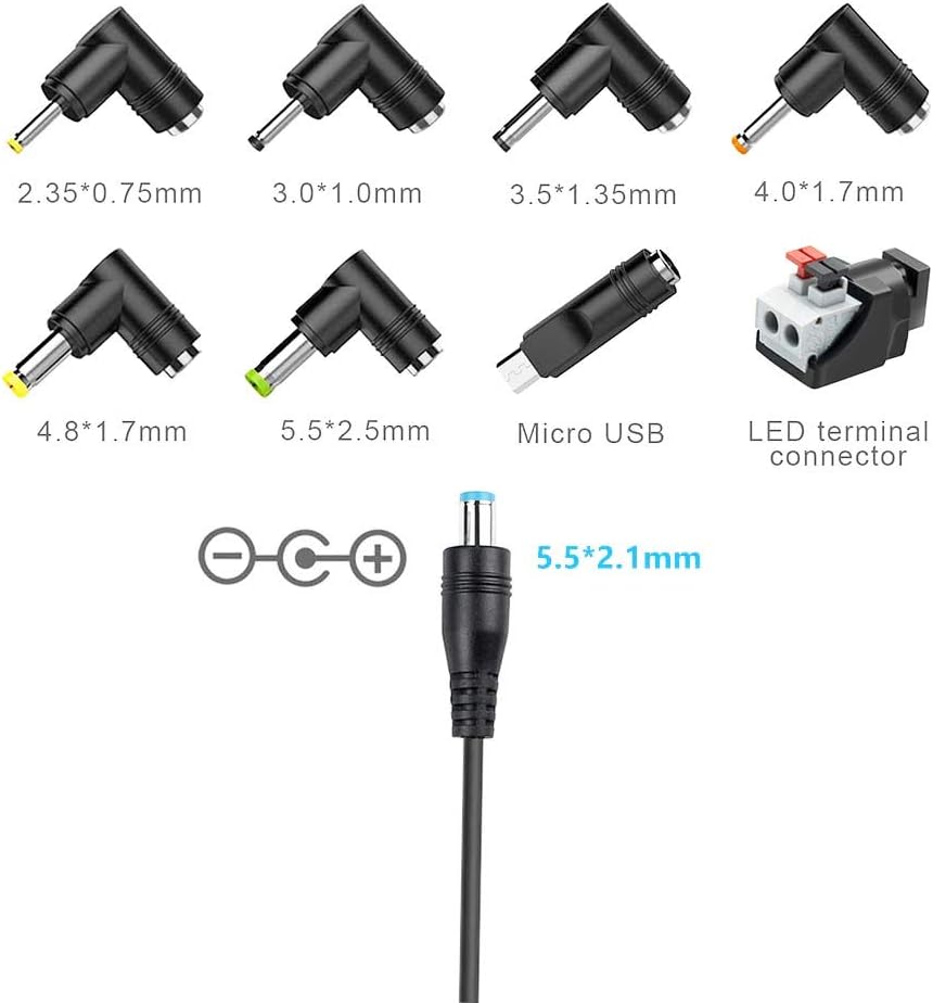 Belker 45W 5V 6V 7.5V 9V 12V 13.5V 15V Universal AC DC Power Supply Adapter for Household Electronics LED Light Strip - 1A 2A 3A 3000mA Amp - Fast USB Charging Port 5V 2A 2.4A: Electronics