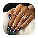 POYDORA Vintage Gold Bohemian Stack Rings V Rhinestone Joint Rings Knuckle Nail Ring Set for Women Girls (5 PCS)