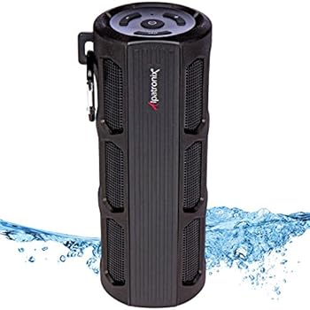 Waterproof Bluetooth Speaker, Alpatronix AX410 Portable Rugged Indoor/Outdoor 12 Watt Stereo Shockproof Wireless Speaker with Mic, Subwoofer & Carabiner for Cyclists, Smartphones & Computers - Black