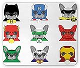 Ambesonne Superhero Mouse Pad, Bulldog Superheroes