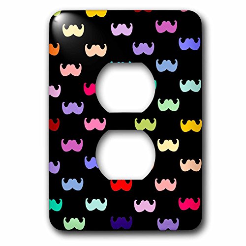 3dRose LLC lsp_56657_6 Colorful Rainbow Mustache Pattern on Black Aka Multicolo…