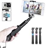 Selfie Stick, CINEYO(TM) Compact Foldable Bluetooth Aluminum Selfie Stick Adjustable Holder for GoPro iPhone 6 iPhone 6 Plus 5S 5C, Samsung Galaxy S6 Edge S5 and other Andriod and iphones (Black)
