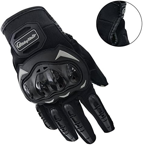 Sunhsine Top Cycling Gloves Mountain Bike Gloves Road Racing Bicycle Gloves Light Silicone Gel Pad Full Finger Riding Gloves Men's Hard Knuckle for Outdoor Sports Black