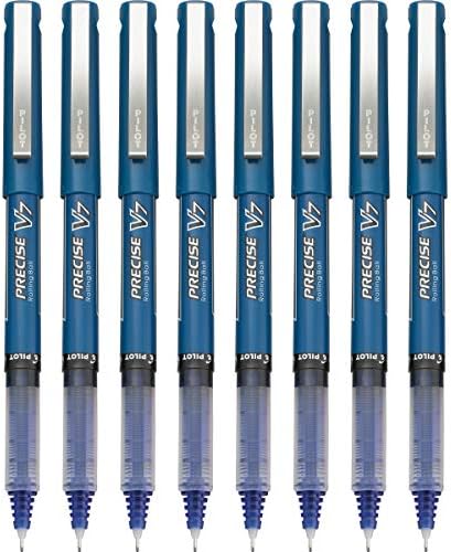 PILOT Precise V7 Stick Liquid Ink Rolling Ball Stick Pens, Fine Point (0.7mm) Blue, 8-Pack (15337)