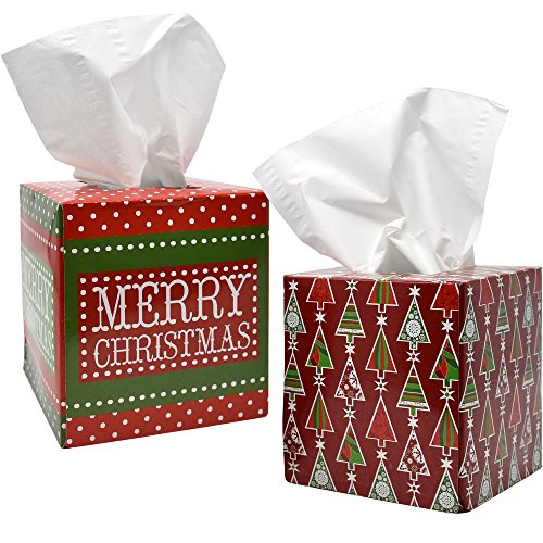 Christmas Tissue Boxes Set of 4 Holiday Themed Facial Tissues; Each Box