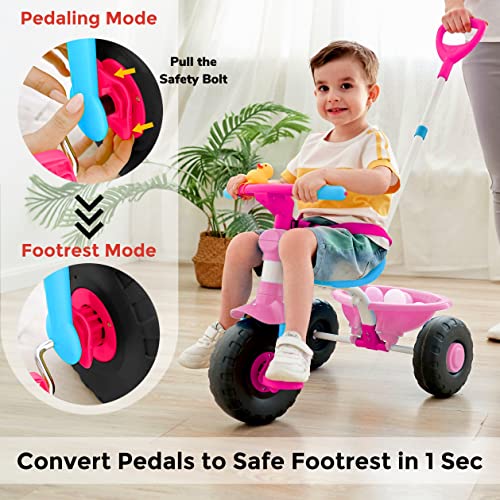 KRIDDO 2 in 1 Kids Tricycles Age 18 Month to 3 Years, Gift Toddler