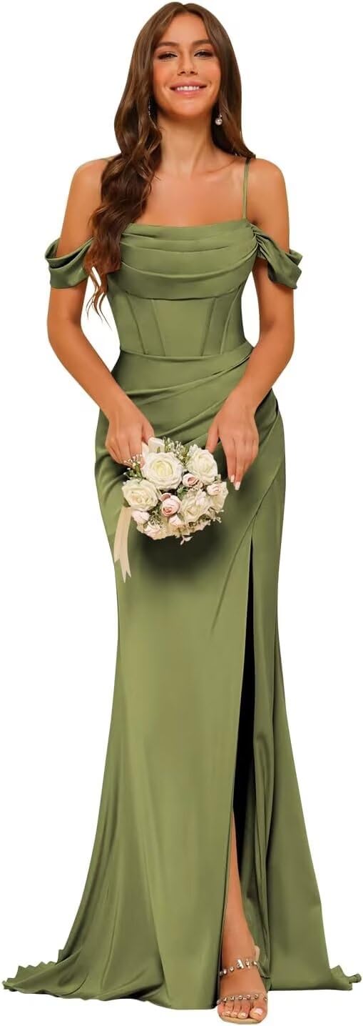 pretty short bridesmaid dresses Lavetir Champagne A-Line/Princess One-Shoulder Long Floral Bridesmaid Dresses with Split Side 2026
