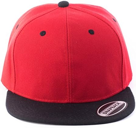 JNTOP Two Tone Basic Casual Unisex Snapback Baseball Caps Red/Black