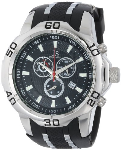 Joshua & Sons Men's JS50SSB Swiss Chronograph Black Silicone Strap Watch