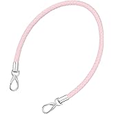 uxcell Leather Purse Strap, 1Pc 60cm/23.62" Short Leather PU Braided Purse Replacement Handle with Metal Buckles for Underarm Bags, Handbags (Pink Strap + Silver Clasp)