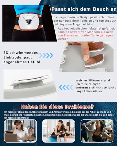 KANGLANKAN EMS Muscle Stimulator, EMS Training Device, Built-in EMS Abdominal Trainer, 8 Modes and 30 Levels, Electric EMS Abdominal Trainer for Men and Women