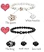 Thunaraz 4pcs Couples Bracelets for Him and Her CZ Crown Queen Beads Bracelet 8mm Lava