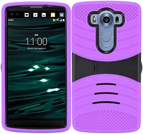 For LG V10 - UCASE Hybrid Heavy Duty Dual Layer with Silicon Rugged Shell Protective Phone Case Cover with Kickstand - Purple UCASE