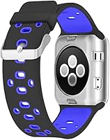 UMTELE Compatible with Apple Watch Band 38mm/40mm, 42mm/44mm, Soft Silicone Sport Strap with Ventilation Holes...