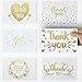 36 Unique Thank You Cards with Gold color text, 6 Elegant Greetings Design Thank You Note Cards 4 X 6 with self glued Envelopes for Birthdays,Weddings,Baby Showers,Graduations,Corporate Events.