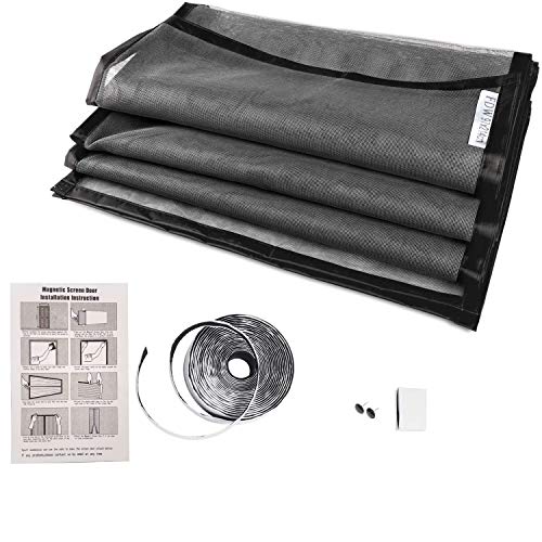 Magnetic Screen Door 38\'\'x84\'\' Reinforced Fiberglass Mesh Curtain Patio Door Screen with Super Tight Self Closing Magnetic Seal, Full Frame Hook & Loop Fits Door Size up to 37\'\'x84\'\' Max (38x84 Inch)