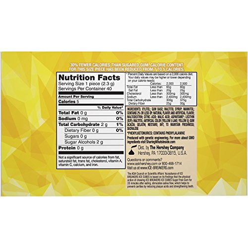 Ice Breakers Ice Cubes Sugar Free Gum with Xylitol, Cool Lemon, 40