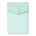 FRIFUN Card Holder for Back of Phone with snap Ultra-Slim Self Adhesive Wallet Stick on Cell Phone RFID Blocking Sleeve Covers Credit Cards and Cash(Mint)