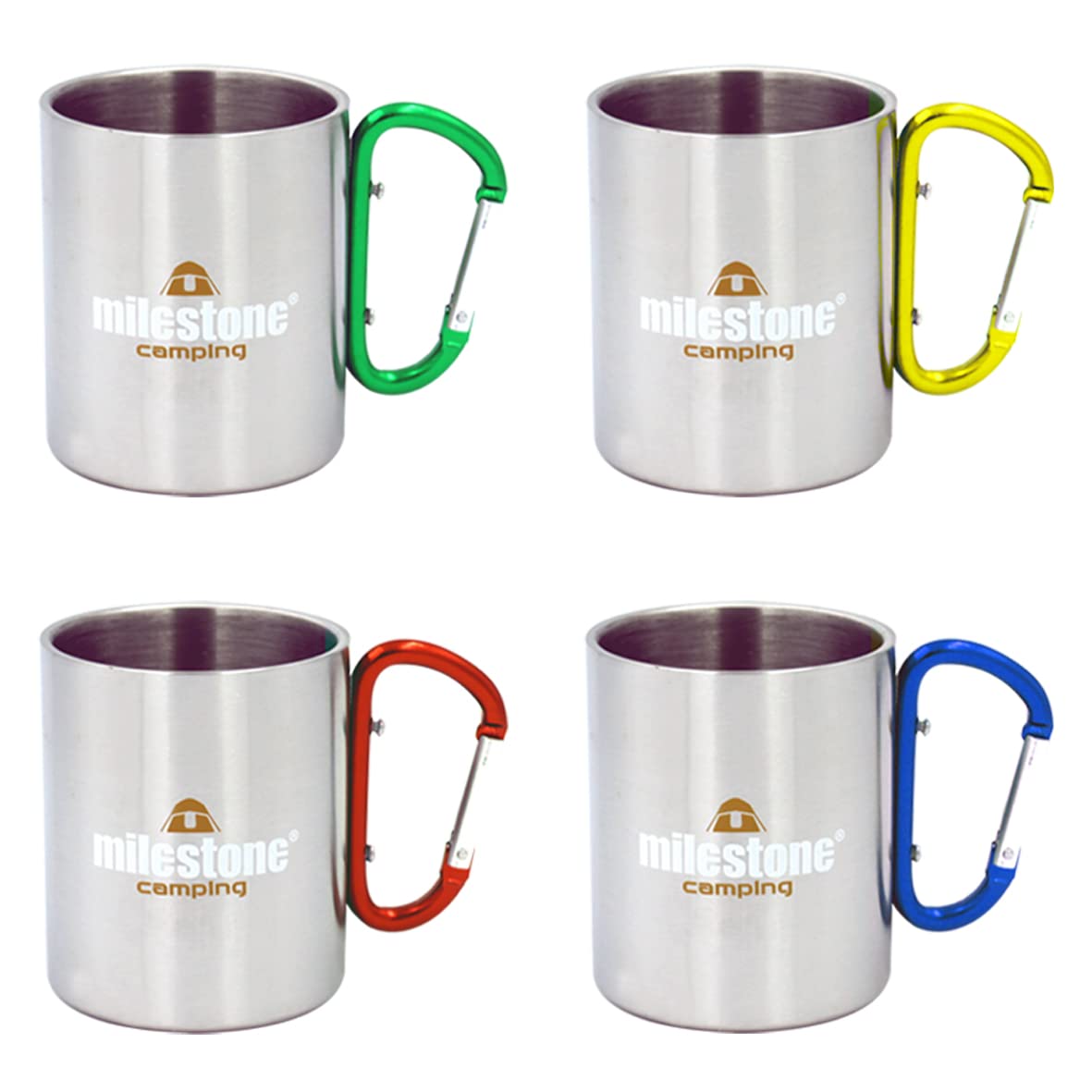 Milestone 200ml Stainless Steel Carabina Carabiner Mug Tea Cup Camp Camping Hiking Travel Picnic